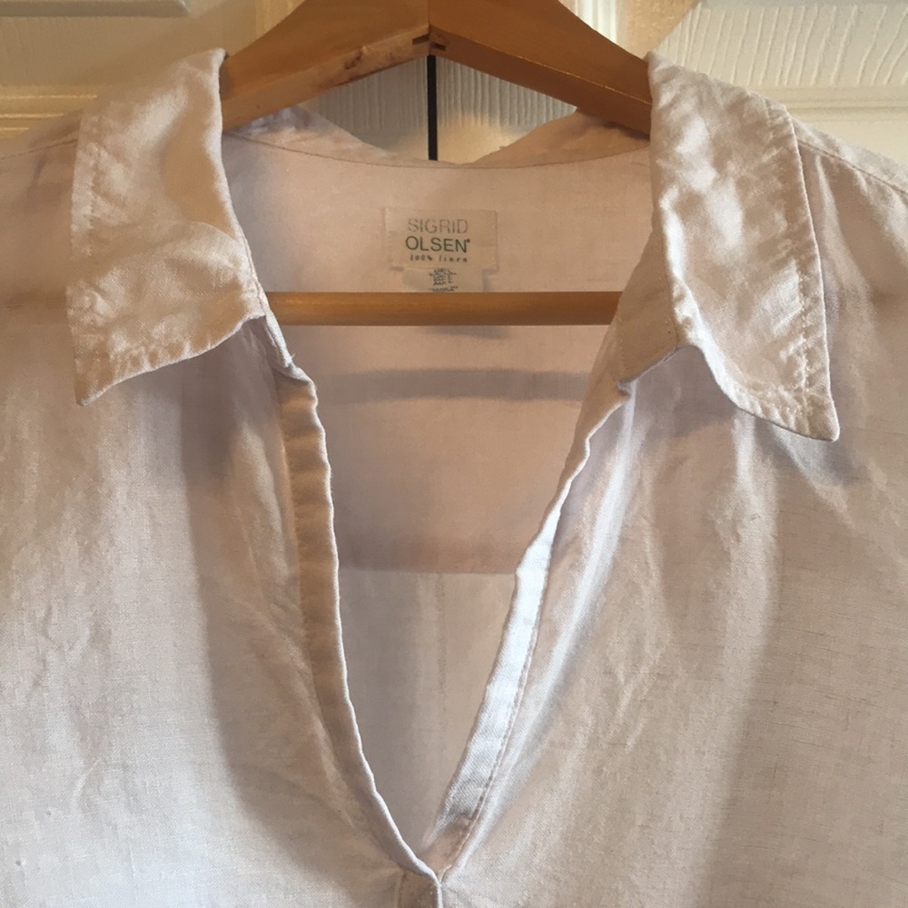 100% Linen Sigrid Olsen Tunic, Size Large - image 3